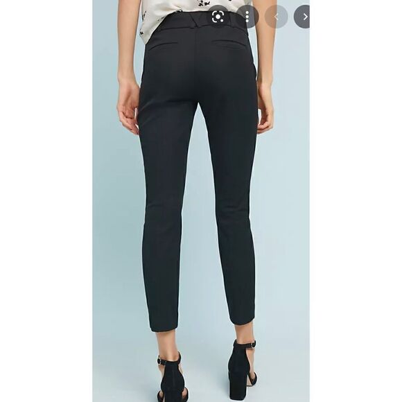 Anthropologie the Essential Slim Trousers Black 10 - Picture 2 of 9